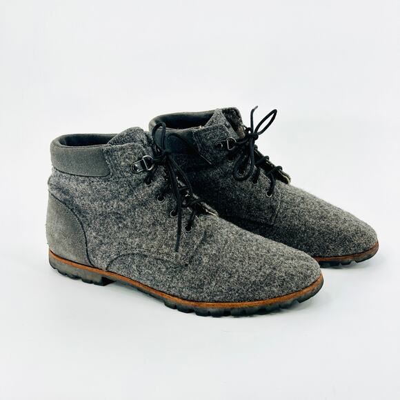 Woolrich x Portland Product Werks Gray Wool Suede Lace-Up Ankle Boots - Picture 1 of 10